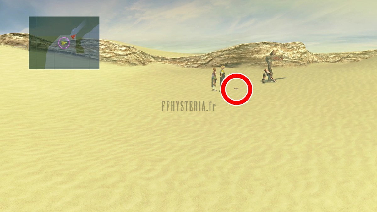 Emplacement de l'Amorce Al Bhed #18 — Désert de Sanubia (Bikanel) — secteur Nord