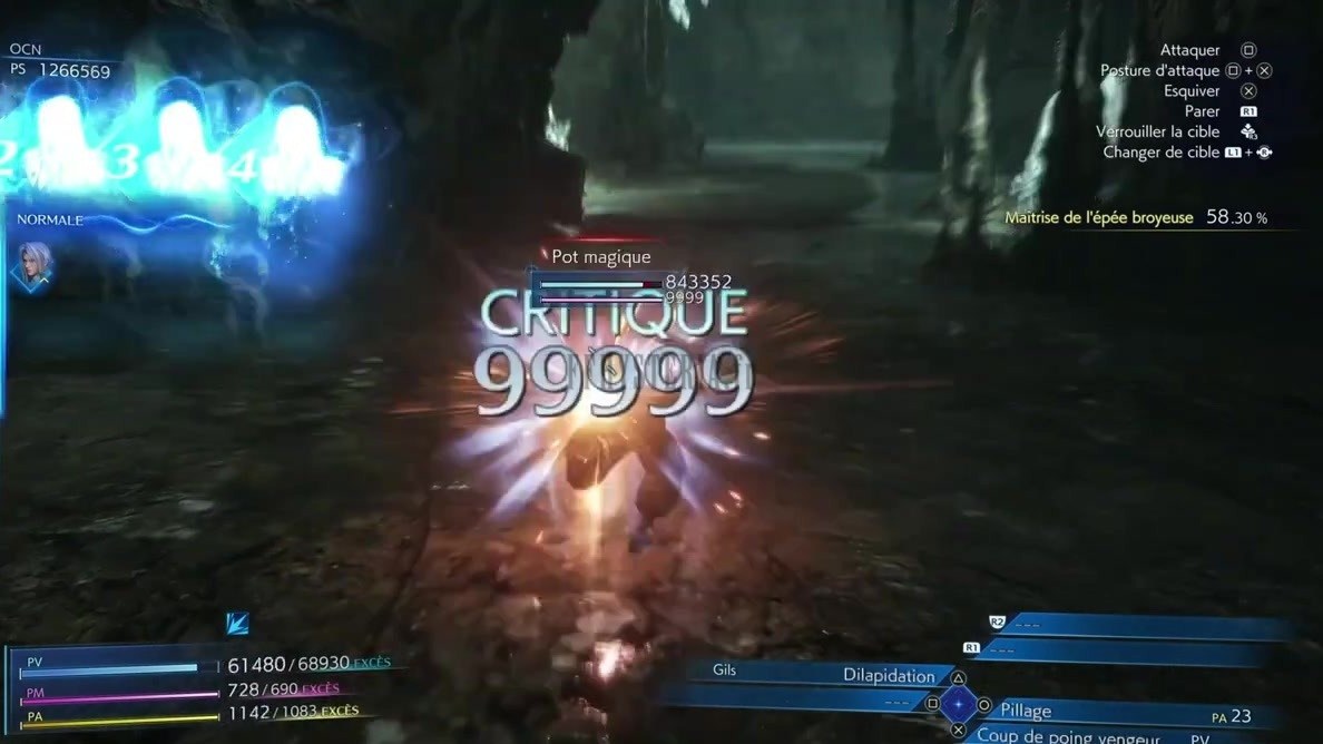 Crisis Core — Coup de poing vengeur + Gant Genji : 99 999 à chaque coup