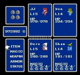 FF I — FF nes main menu