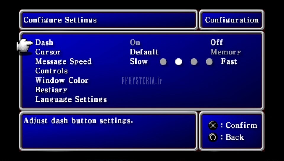 FF I — Ffi PSP config menu