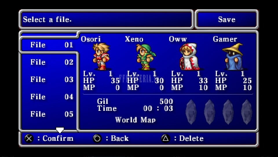 FF I — Ffi PSP save menu