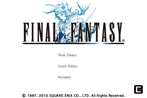FF I — Final fantasy for iphone starting screen