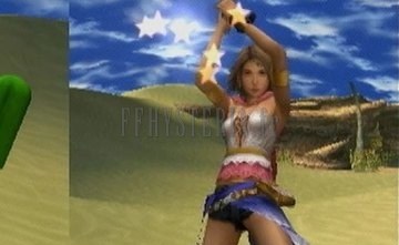 Yuna fait feu sur le petit cactus en fuite, dans le désert de Bikanel