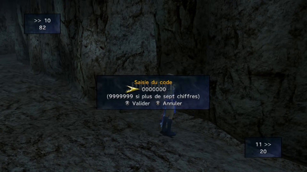 L'écran de saisie du code au fond de la grotte de la Plaine Foudroyée