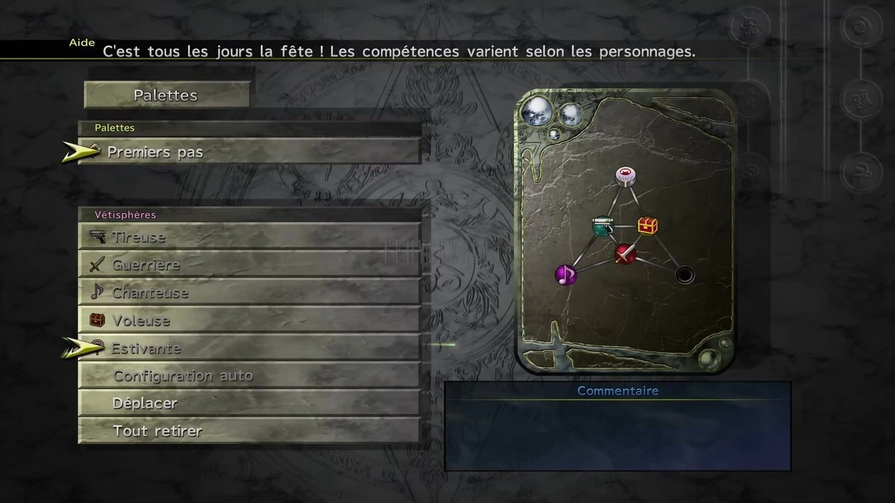 L'écran des Palettes (les grilles de tenue), où se monte la récompense arrachée au coffre-fort
