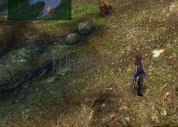 Mini-jeu du Gunner's Gauntlet : Yuna court dans la prairie au milieu des fiélons