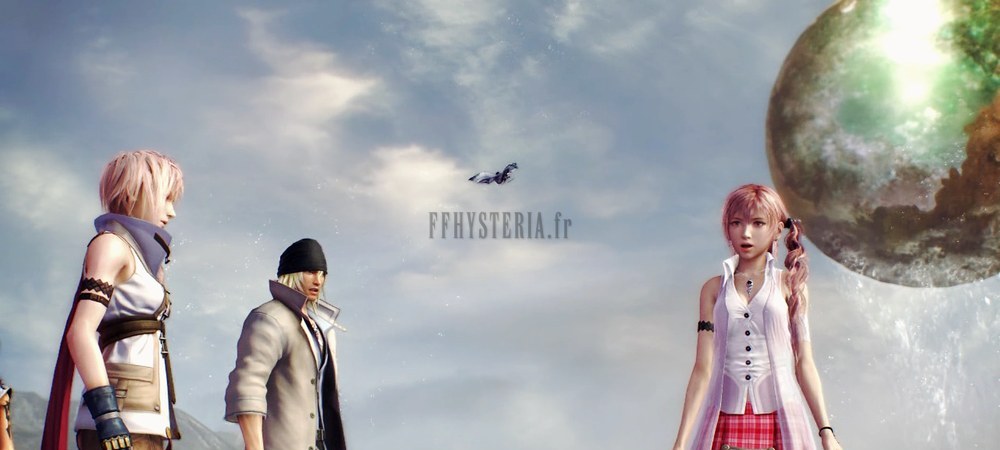 Barthandelus fait apparaître Serah devant Lightning et Snow, à Oerba : l'illusion qui sert son argumentaire.