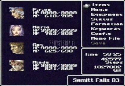 FF II — FF ii menu screen