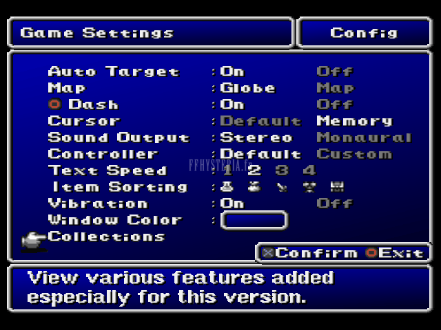 FF II — Ffii config menu