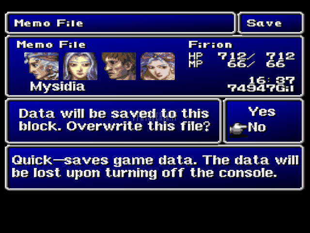 FF II — Ffii memo save