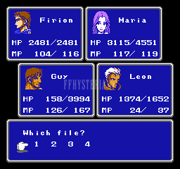 FF II — Ffii nes save menu