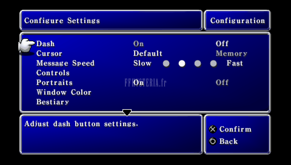 FF II — Ffii PSP config menu