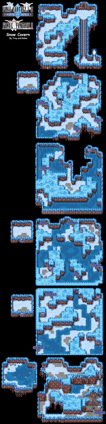 Le plan des cinq niveaux de la grotte