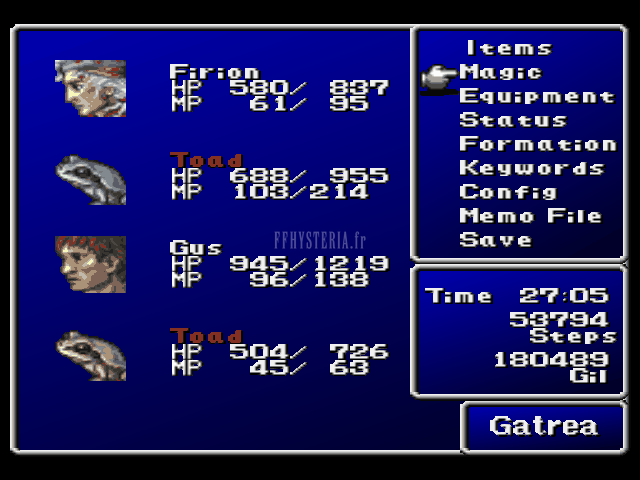 FF II — Ffii toad status menu ps