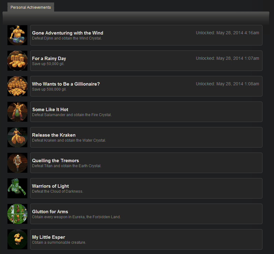 FF III — Ffiii achievements