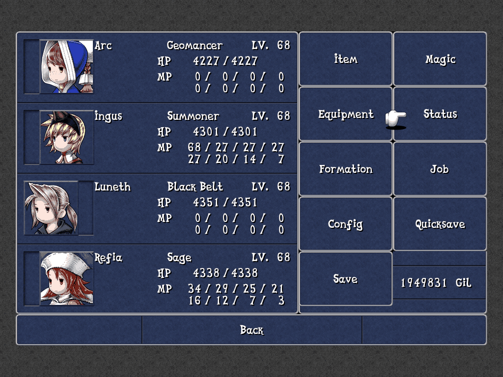 FF III — Ffiii ios menu