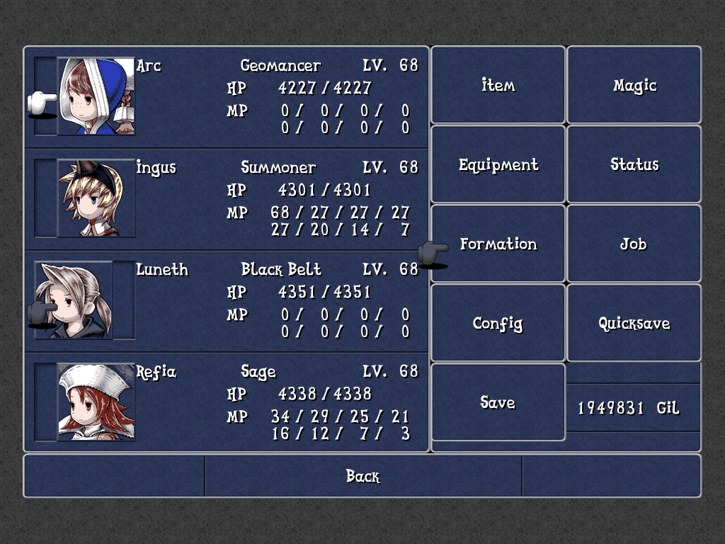 FF III — Ffiii ios party formation menu