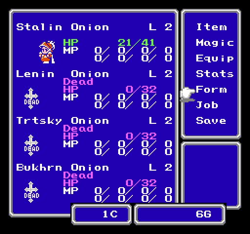 FF III — Ffiii nes ko menu