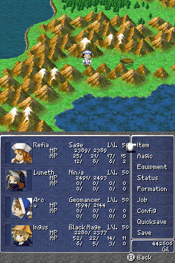 FF III — Ffiiids menu