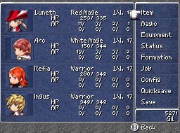 FF III — Final fantasy iii ds menu bottom
