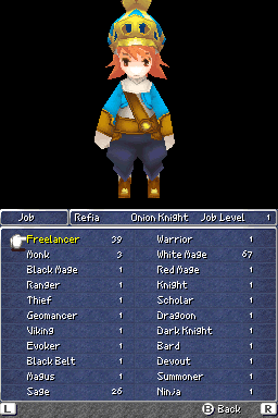 FF III — Job selection in final fantasy iii ds