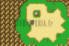 L’Aérolithe de Gohn au milieu d’un désert pâle, sur la mappemonde (version GBA)