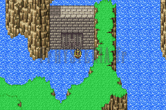 L’écluse de pierre du canal de Torna, entre deux falaises, le navire devant la porte (version GBA)
