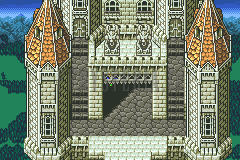 La façade du château de Tycoon, entre ses deux tours à toit orange (version GBA)