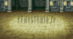 Le décor des combats du Château Exdeath avant sa transformation : dallage de pierre clair et murs à fenêtres (version GBA)