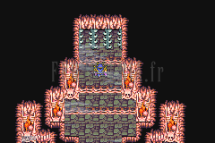 Le sommet du château sous sa vraie forme : dalles grises encadrées de tours de chair, Exdeath tout en haut (version GBA)