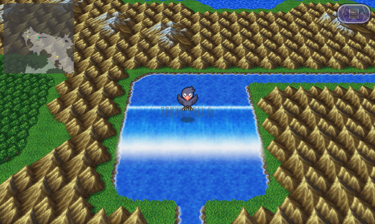 Le chocobo noir survole la grande cascade des Chutes d’Istorie (version mobile/PC 2013)