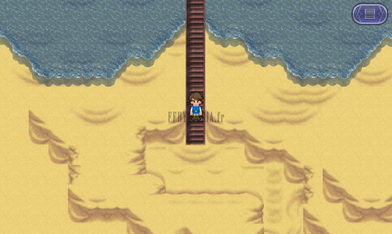 Le désert de la Fissure en haute définition : dunes de sable et échelle au centre (version mobile/PC 2013)