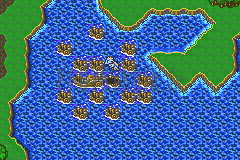 La Flotte de Xezat sur la mappemonde : une dizaine de navires groupés près de la côte (version GBA)
