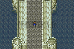 Le tablier du Grand pont entre ses tours rondes, Bartz seul au-dessus de la mer (version GBA)