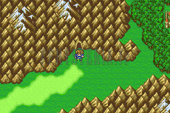 L’entrée de la grotte de Jacole au pied des montagnes, sur la mappemonde (version GBA)