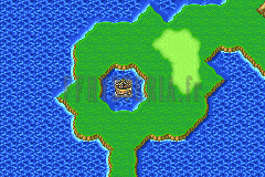 L’entrée carrée du Hangar au centre d’un lac circulaire, une fois la tour disparue (version GBA)