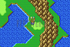Lunule entre la mer et une chaîne de montagnes, sur la mappemonde (version GBA)