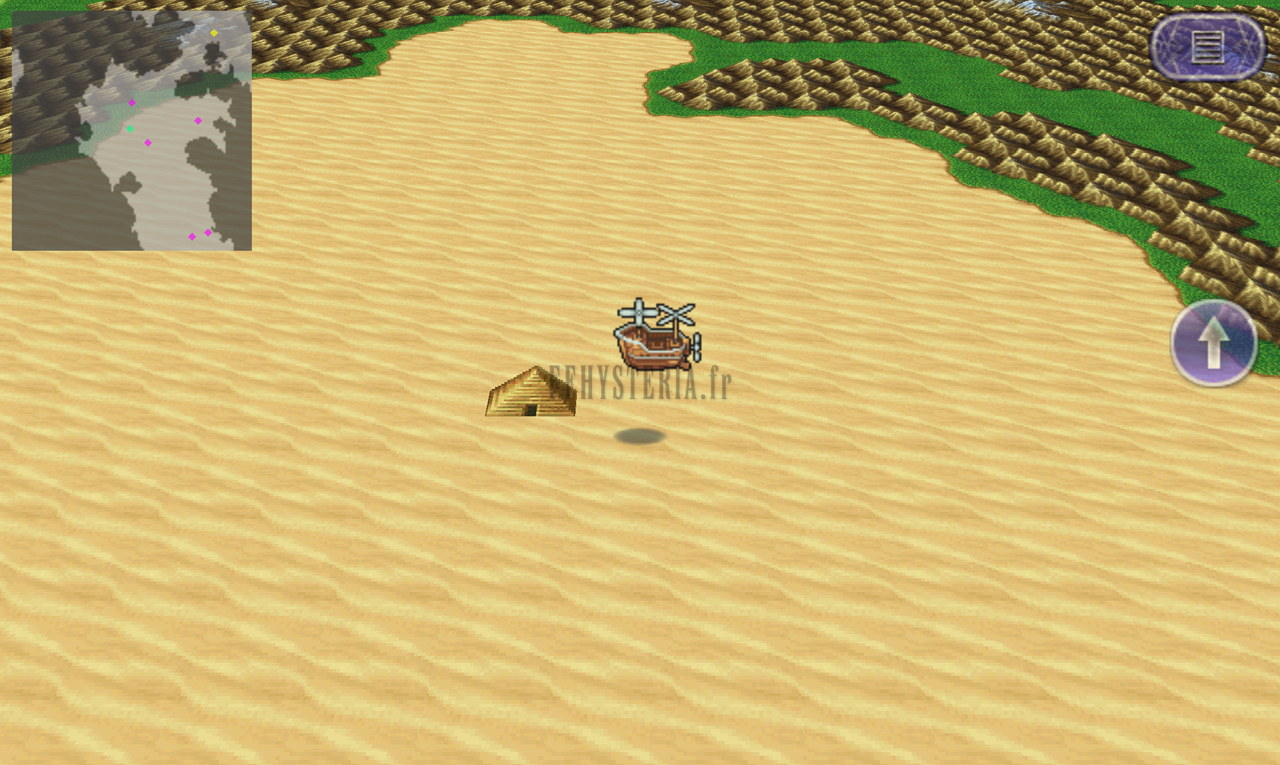 La Pyramide de Mua dans le désert, le vaisseau posé à côté (version mobile/PC 2013)