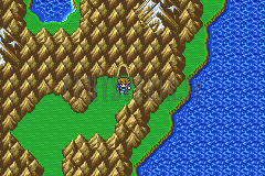 L’entrée du Refuge des pirates dans les montagnes, près de la mer, sur la mappemonde (version GBA)