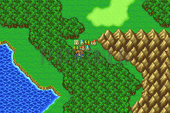 Rugole au milieu des forêts, près de la côte, sur la mappemonde (version GBA)