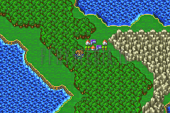 Rugole sur la mappemonde, entre forêt, mer et collines rocheuses (version GBA)