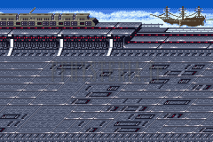 Le même décor de combat sur le pont de Ronka, dans la version SNES