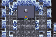La salle de la tablette du Temple insulaire : la tablette posée sur son socle, au fond de la pièce (version GBA)