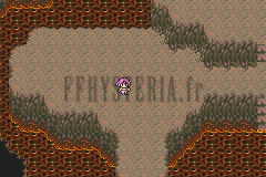 L’antre de Shinryû : grotte de roche brune, un personnage au centre (version GBA)
