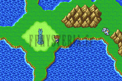 La Tour de Wolse, fine flèche de cristal sur sa presqu’île, sur la mappemonde (version GBA)
