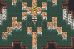 La salle en damier de la tour d’eau de Wolse, l’objet scintillant de Shiva en haut au centre (version GBA)