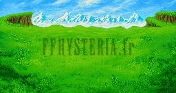 Le décor des combats en plein air du val : prairie verte et montagnes enneigées (version GBA)