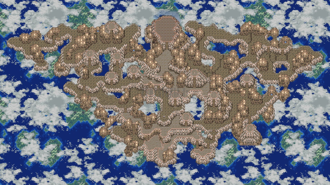 Plan du Continent flottant au-dessus des nuages et de la mer, vu dans son ensemble