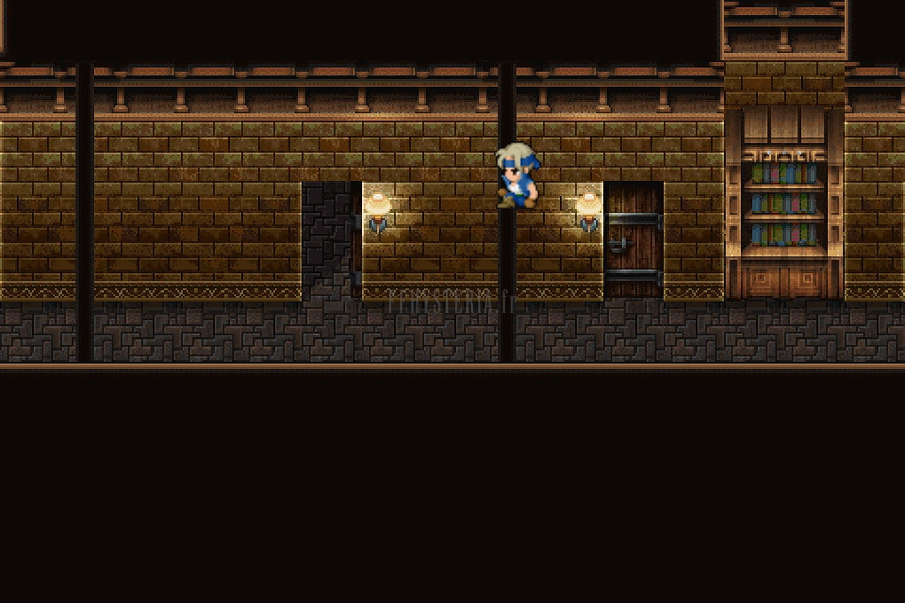 Le sous-sol lambrissé du manoir, qui mène au souterrain (version mobile/PC 2014)