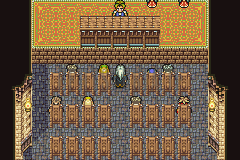 La salle des ventes de Jidor : estrade du commissaire-priseur et rangées d’acheteurs (version GBA)
